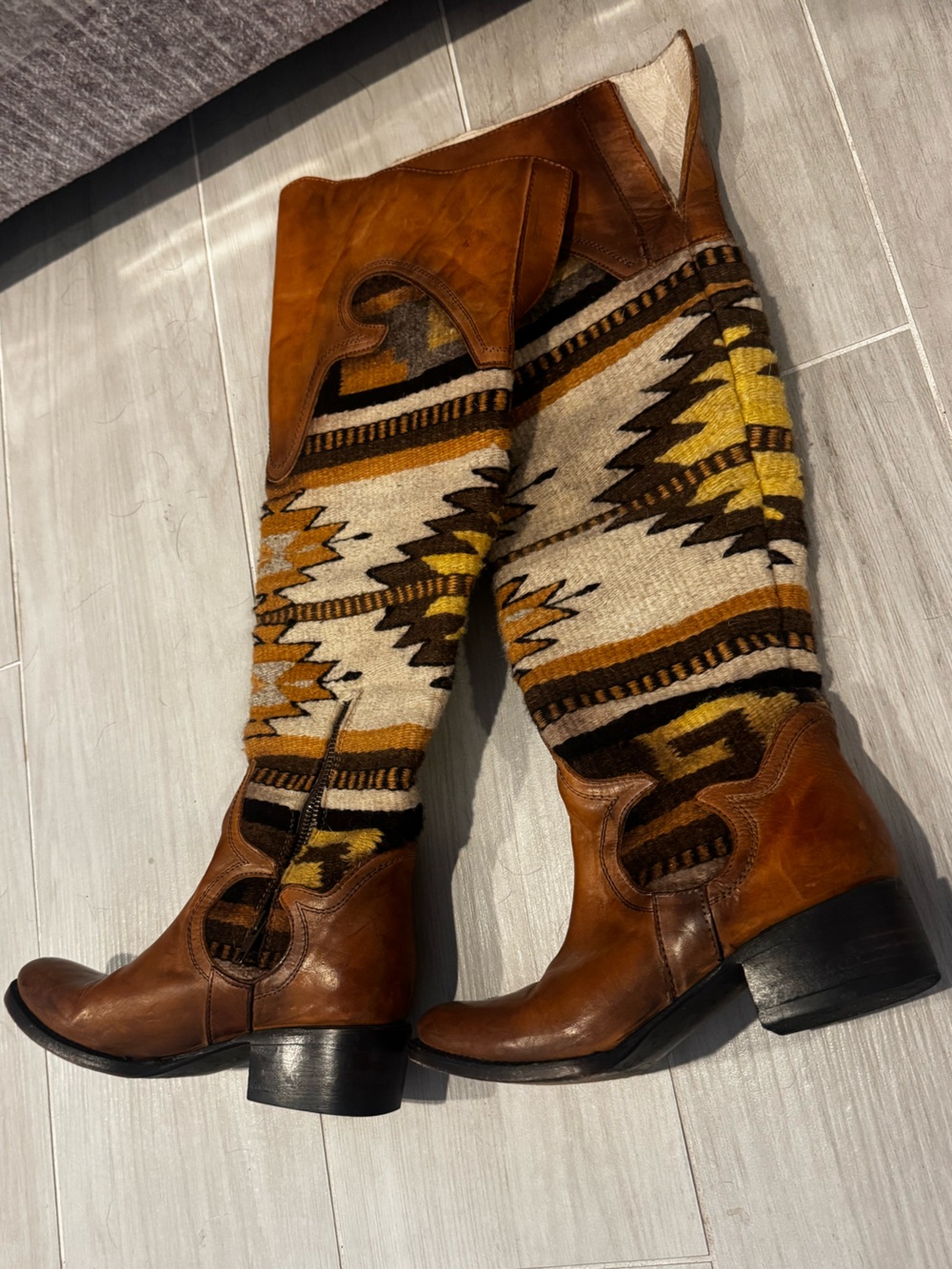 Freebird by Steven Brown Leather & Aztec Wool Boots